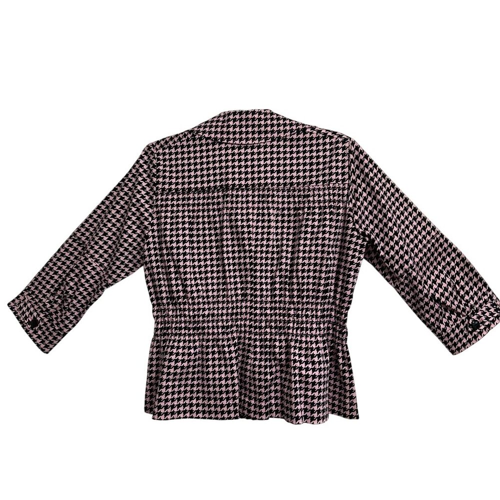 Joan Rivers Pink & Black Houndstooth Stretch Blazert SZ Small Career Preppy - Picture 2 of 8